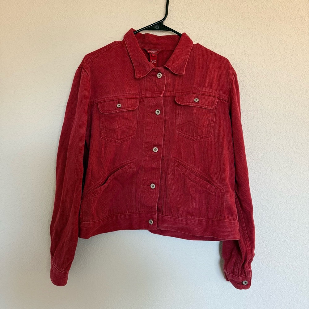 Sundance Jacket Womens L Red 100% Hemp Trucker Boho Western Style Button Front
